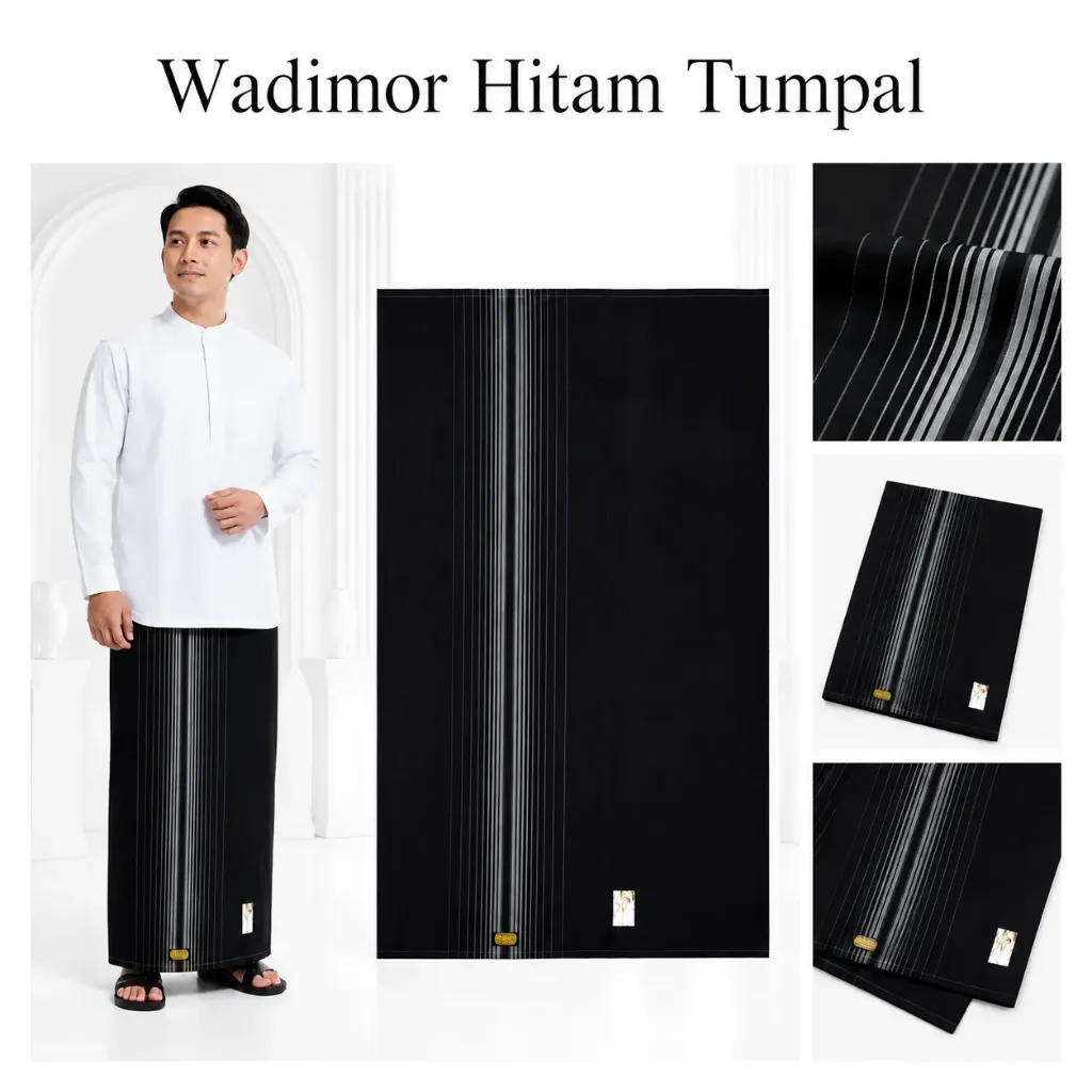 [SRG-WDM-TMP-HTM] Sarung Wadimor Motif Tumpal Polos Hitam