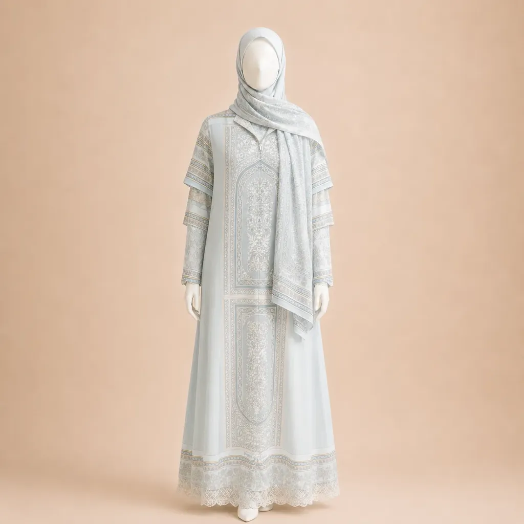 [GMS-GR-KSMR-PASH-1-BIR] Gamis Khasmir Pashmina 1 BIRU