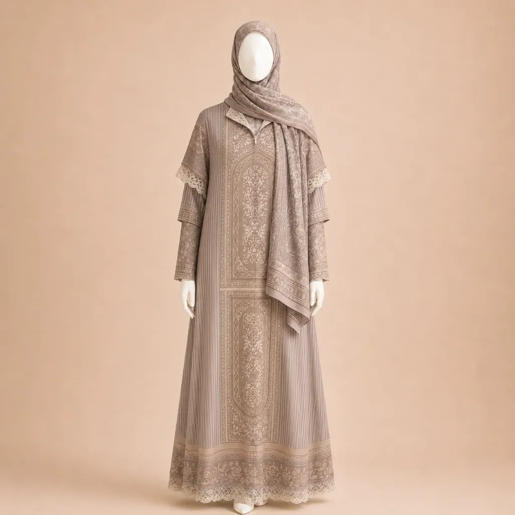 [GMS-GR-KSMR-PASH-2-CKLT] Gamis Khasmir Pashmina 2 COKLAT