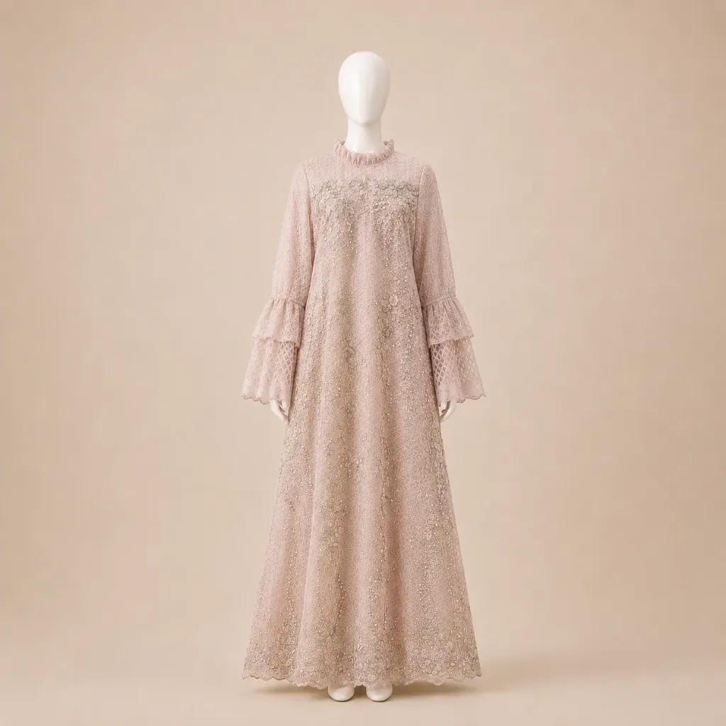 Gamis Ivory Manik Pink