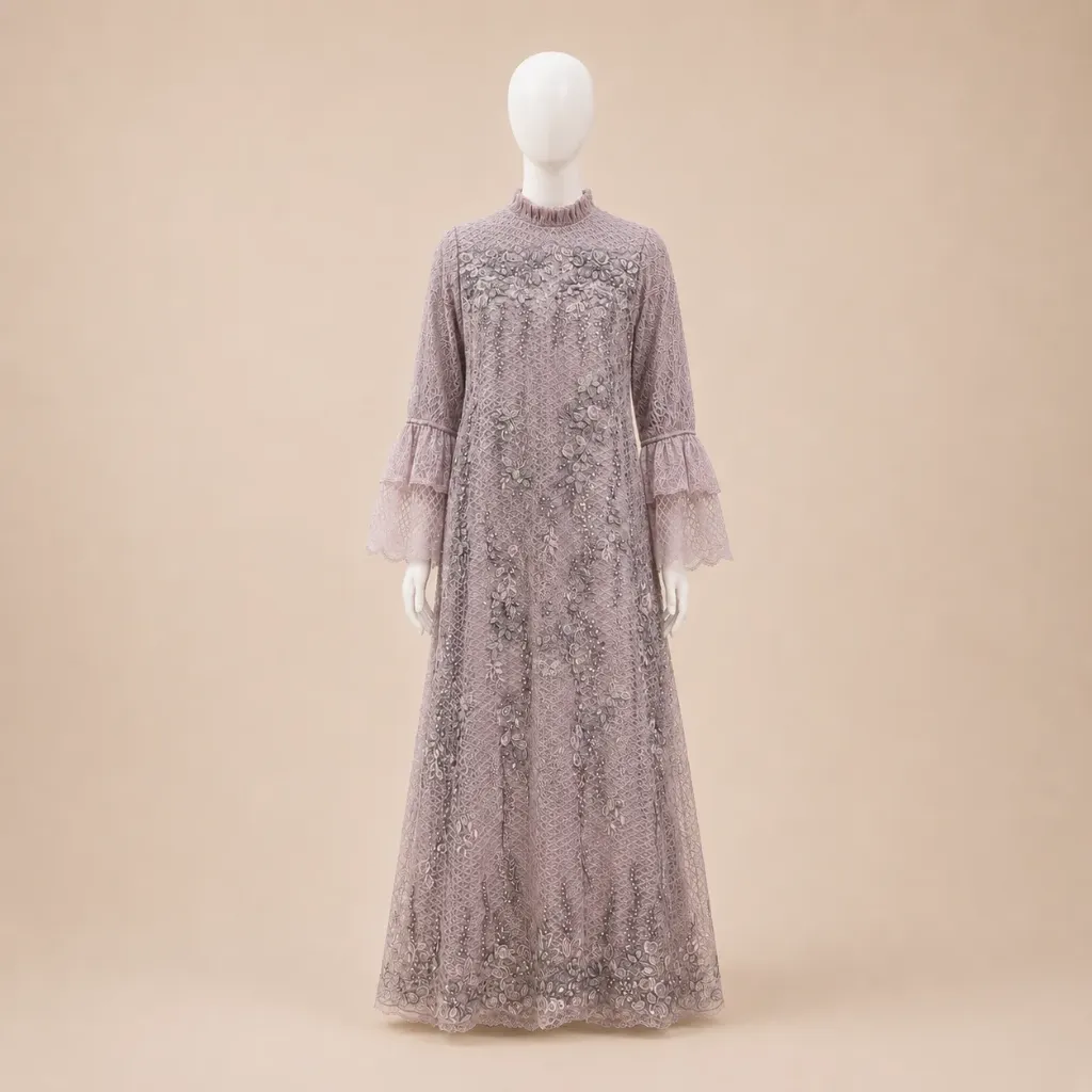 Gamis Ivory Manik Ungu