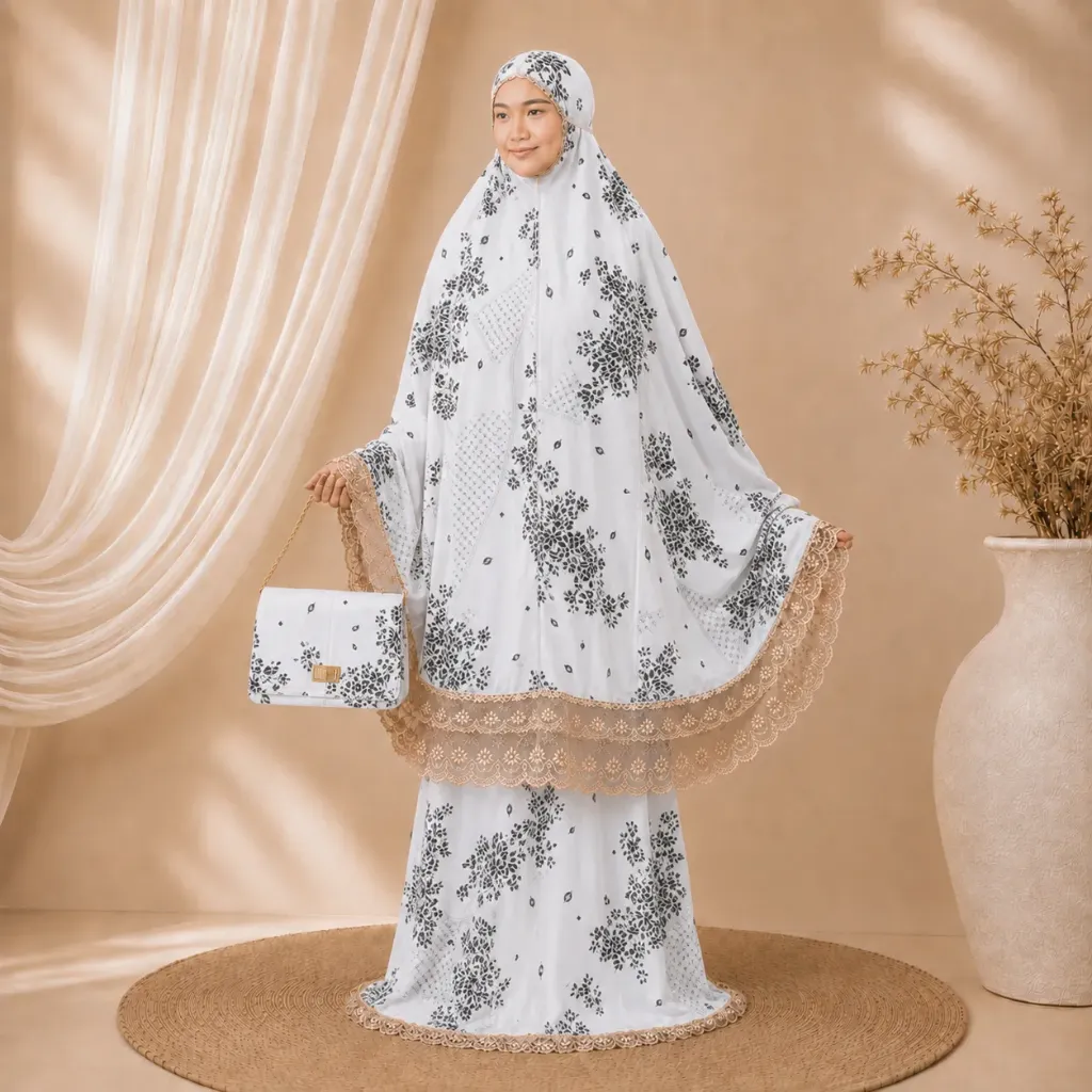 [MK-IND-ZHR378-PTH] Mukena Zahra Putih