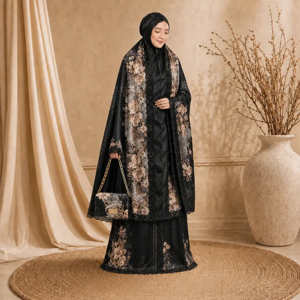 Mukena Flora Hitam