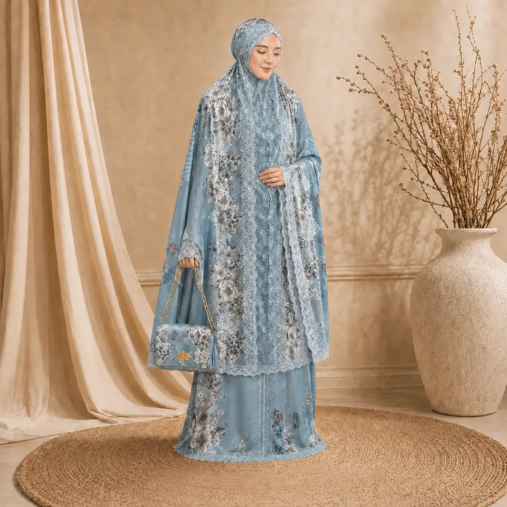 Mukena Flora Biru