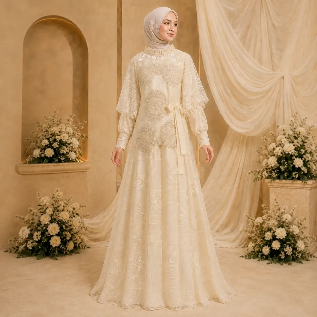 [GMS-GR-BTR-4] Dress Gamis Bridal Mewah 4
