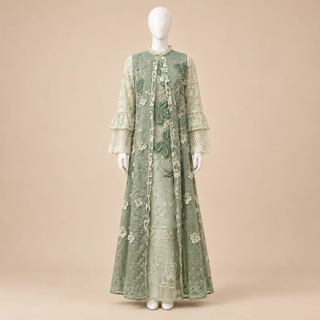 Gamis Bunga Outer Bunga Hijau