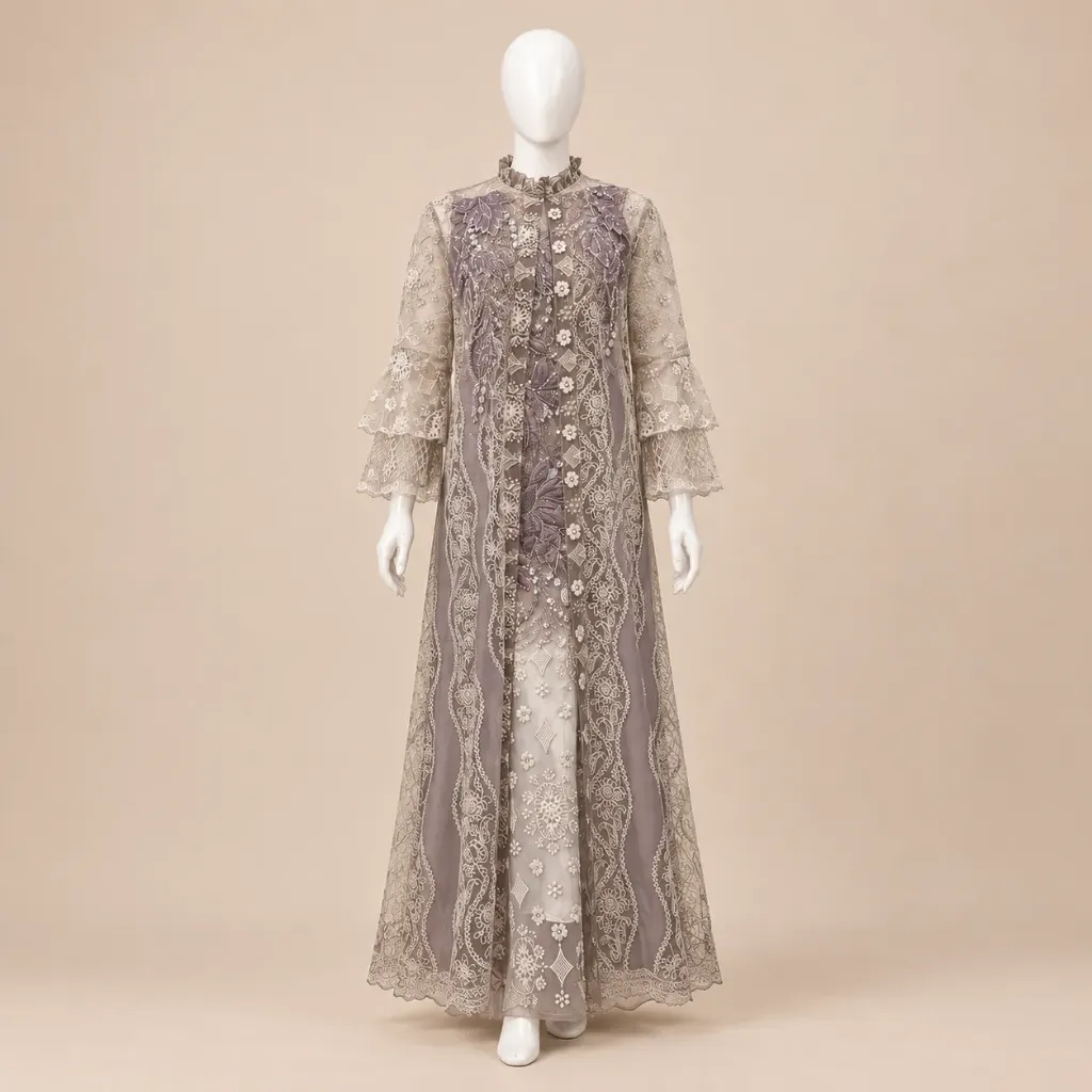 Gamis Bunga Outer Bunga Lavender