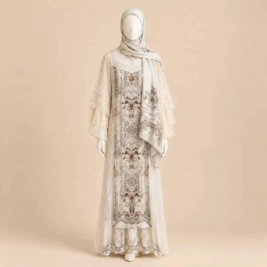 Gamis Luxury Motif Coksu Lengan Serabut V2