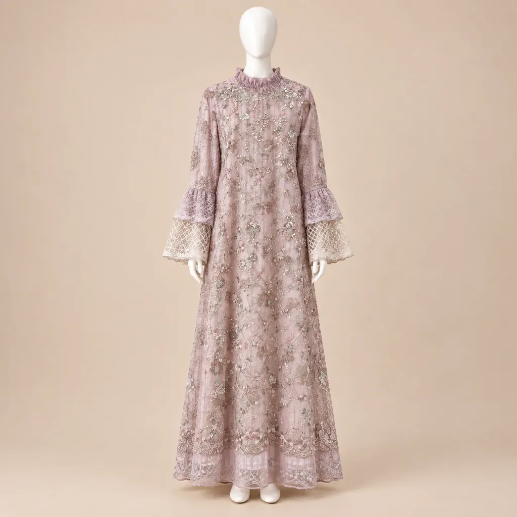 Gamis Ivory Manik Pink Versi 2