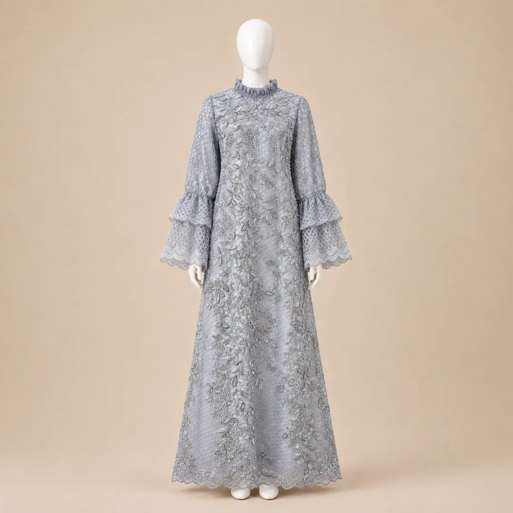 Gamis Ivory Manik Grey Versi 2