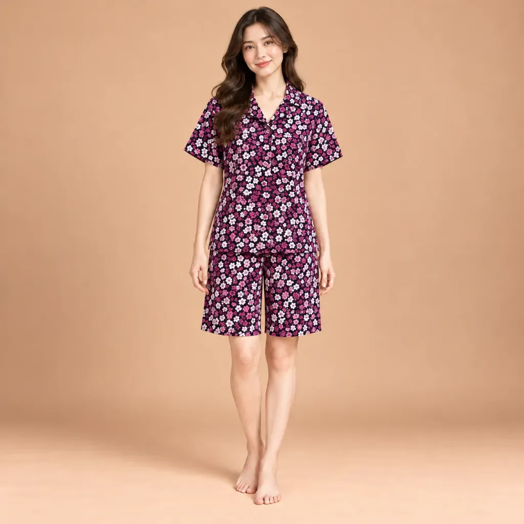 Setelan Pendek Magnolia Midnight Floral