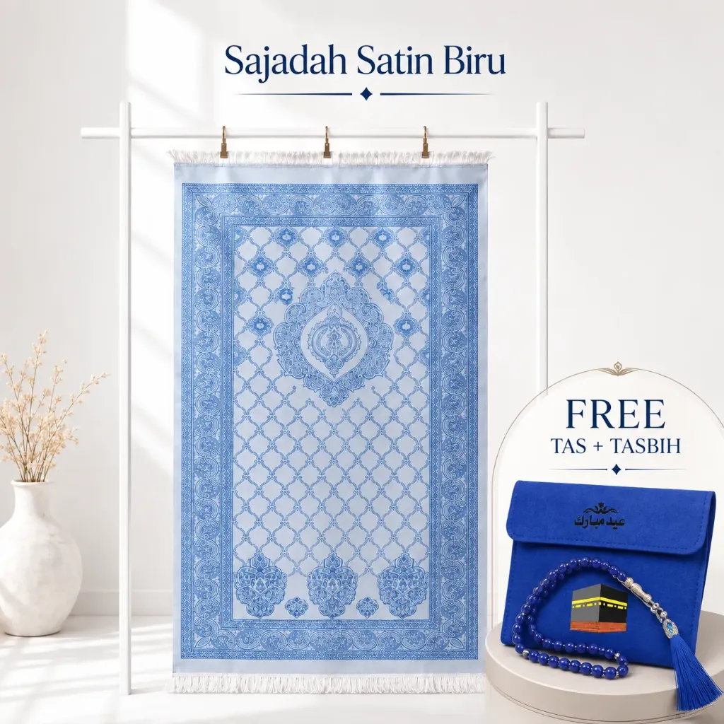 [SD-Satin-2] Sajadah Satin Biru