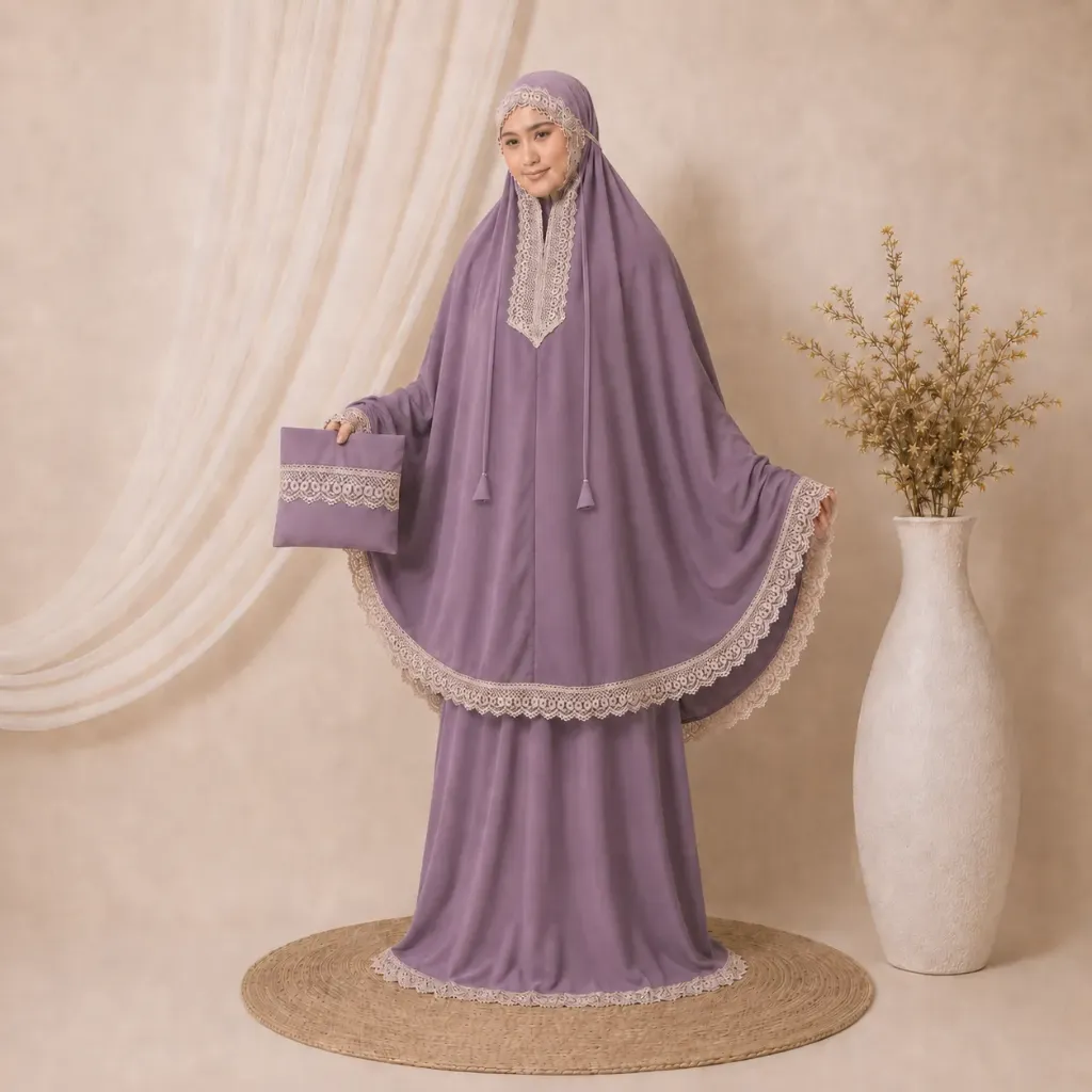 [MK-MCR-PLS-LAV] Mukena Renda Depan Lavender