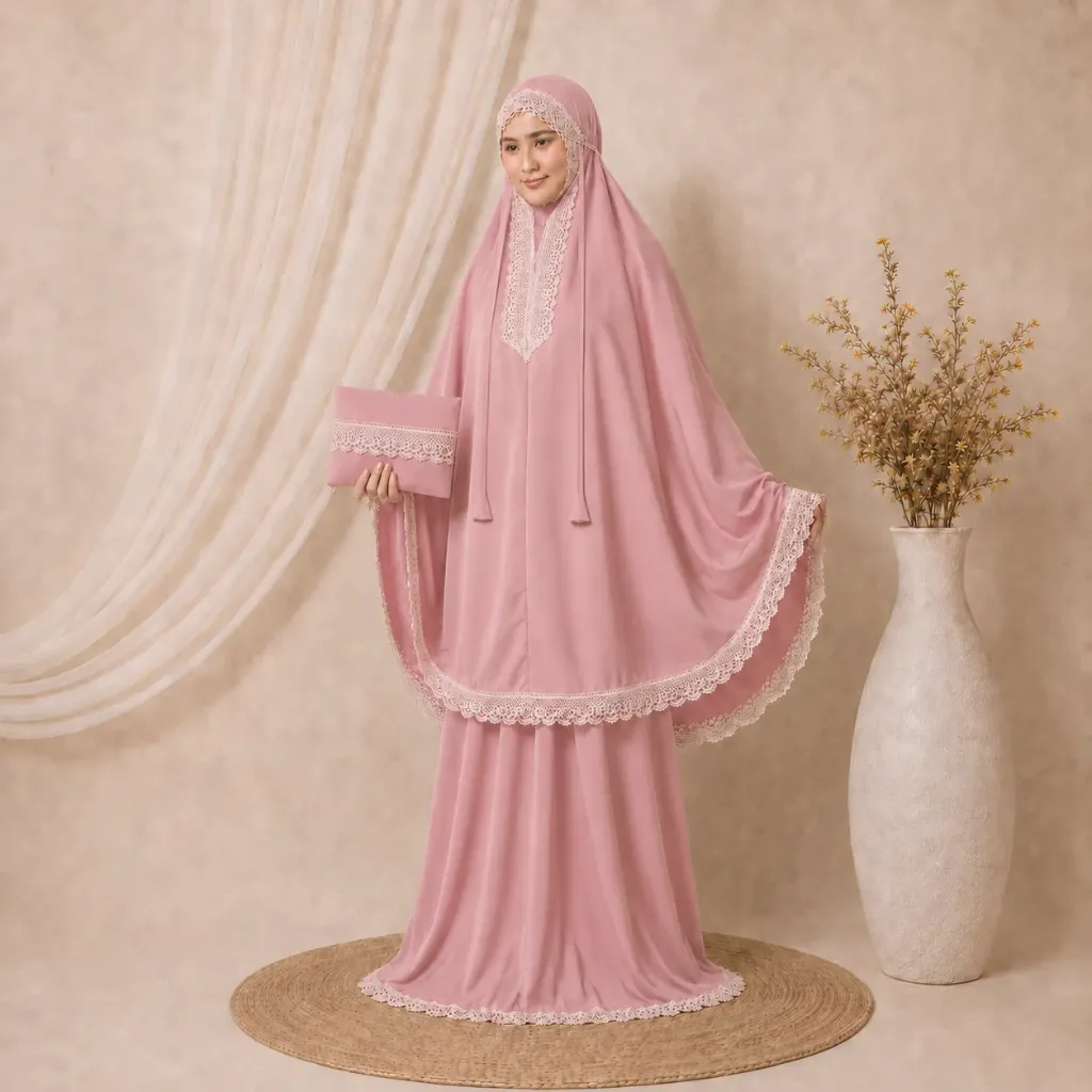 [MK-MCR-PLS-PINK] Mukena Renda Depan Pink