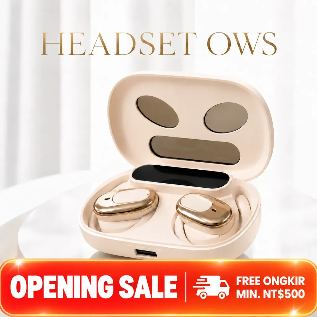 [HS-B19-2] Headset Bluetooth OWS B19 Krem