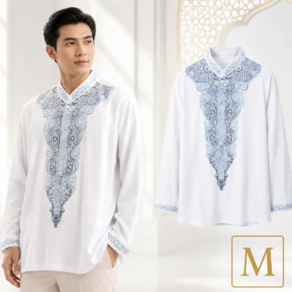 Baju Koko Tangan Panjang Roudoh Putih M