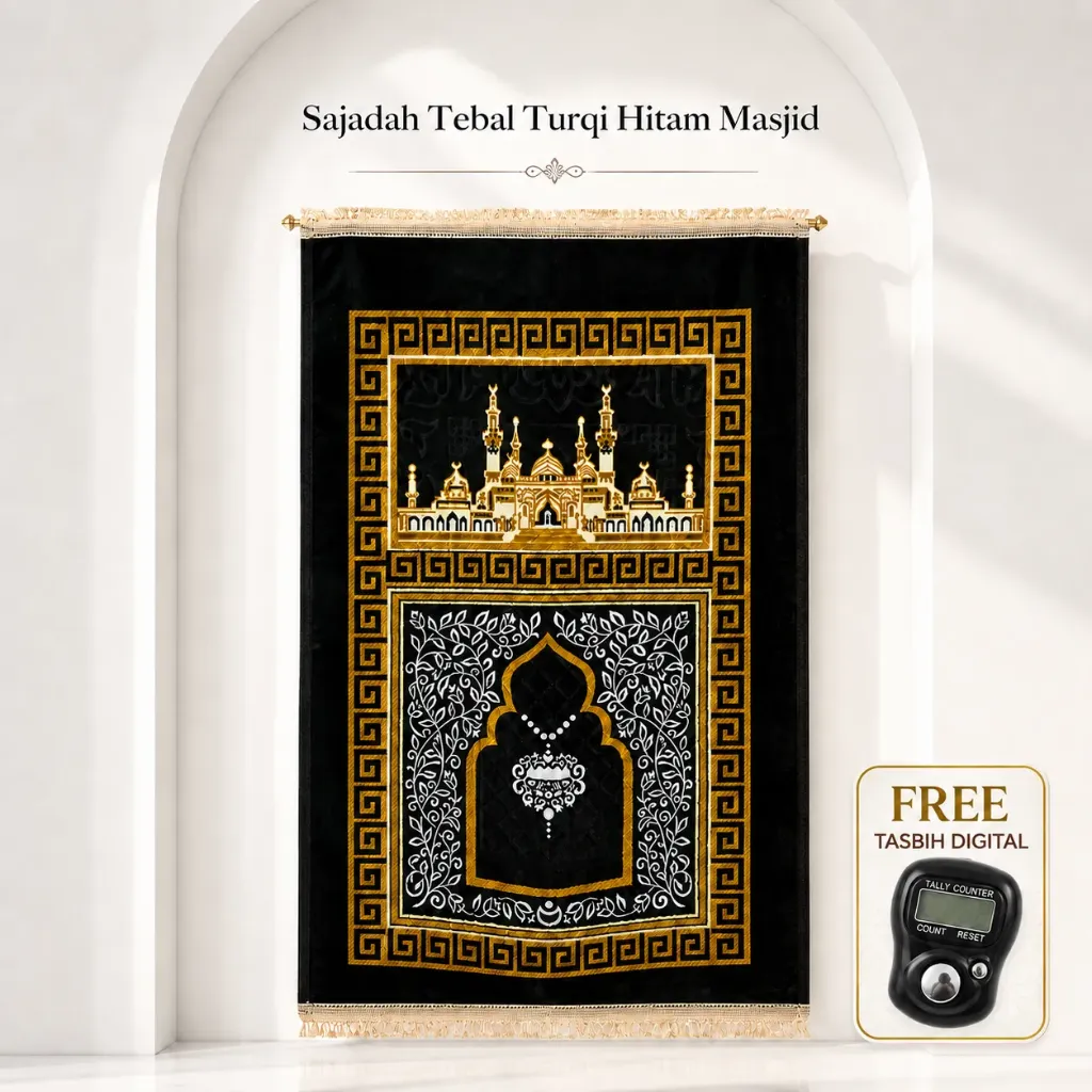 Sajadah Tebal Turqi Hitam Masjid
