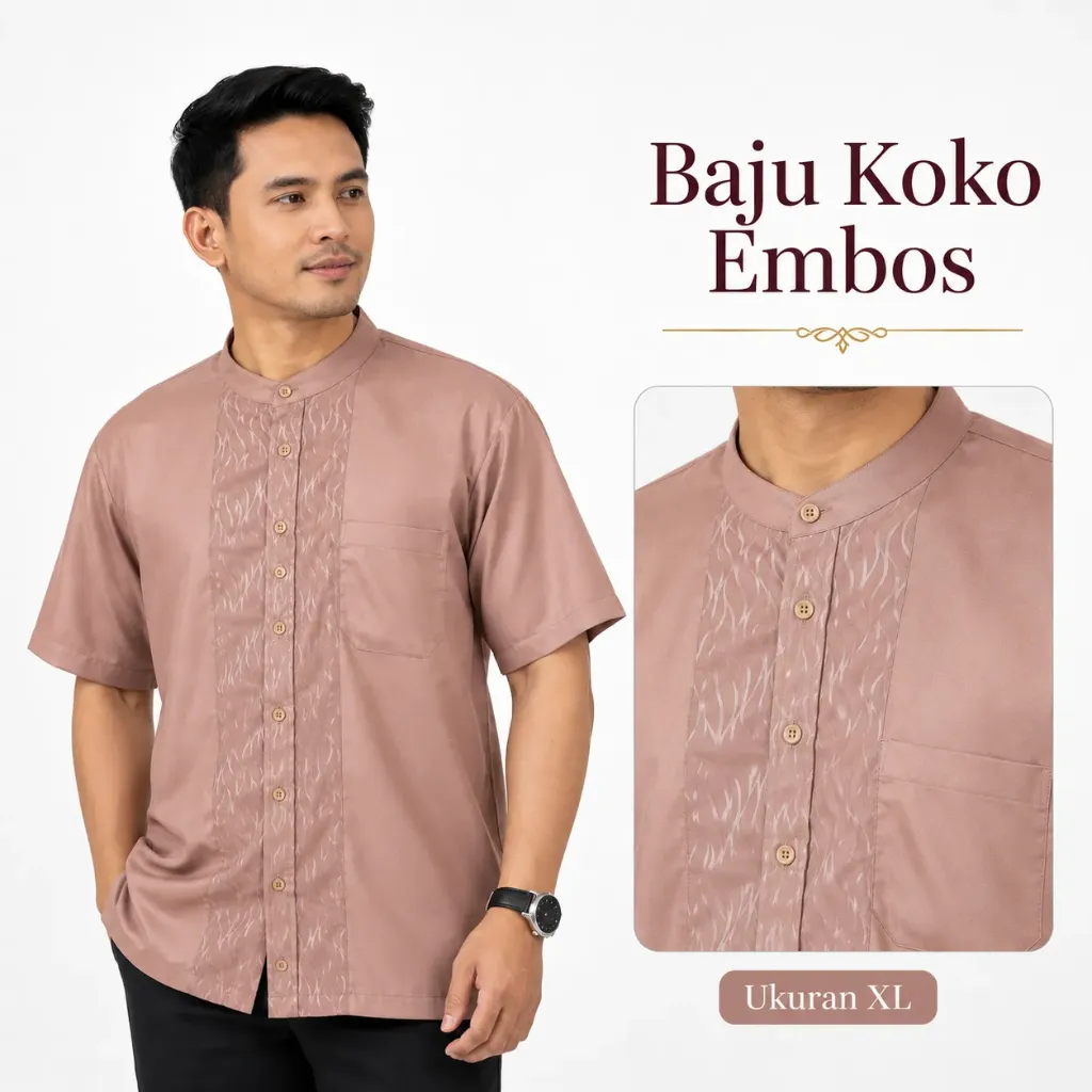 Baju Koko Pria Embos Lengan Pendek MOCCA SIZE XL