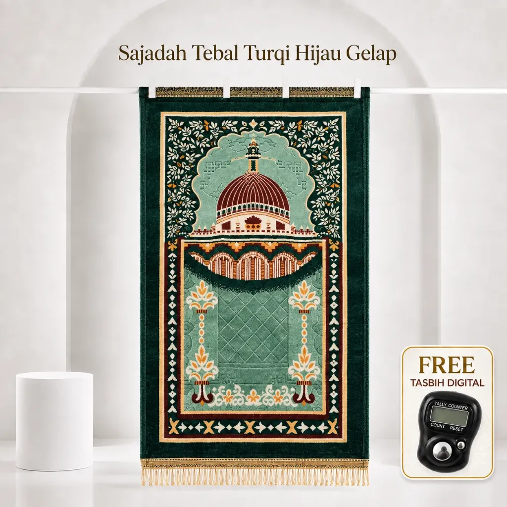 Sajadah Tebal Turqi Hijau Gelap | Memetaiwan | Retail Muslim Taiwan
